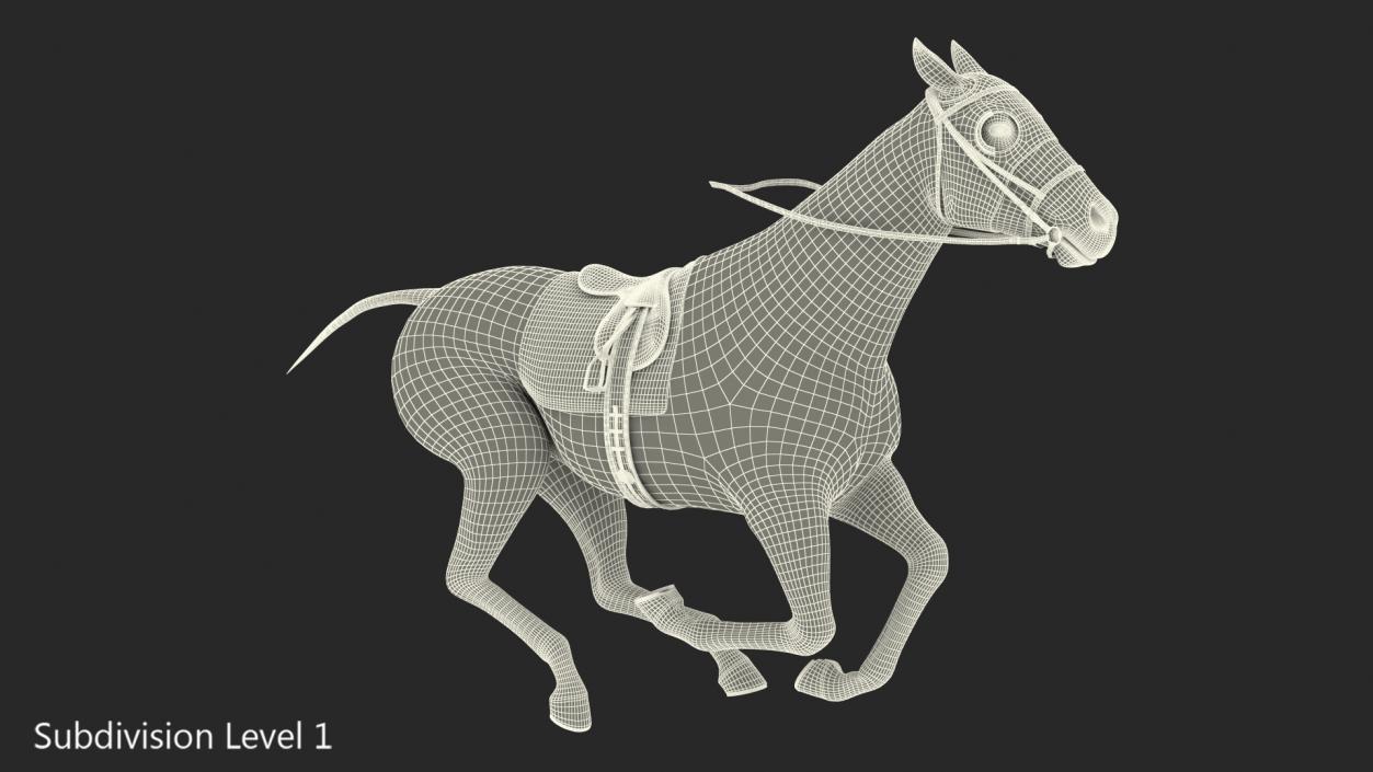 3D model Racehorse Gallop Pose Fur