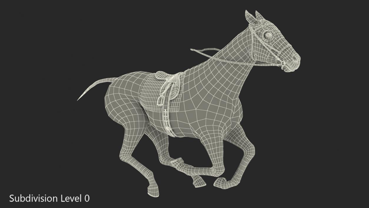 3D model Racehorse Gallop Pose Fur