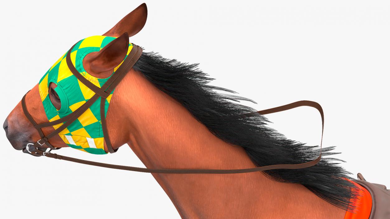 3D model Racehorse Gallop Pose Fur