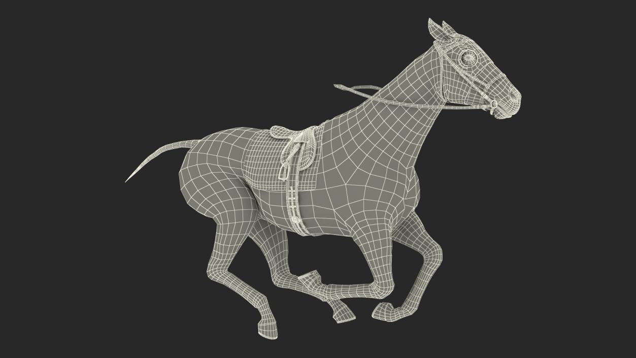 3D model Racehorse Gallop Pose Fur