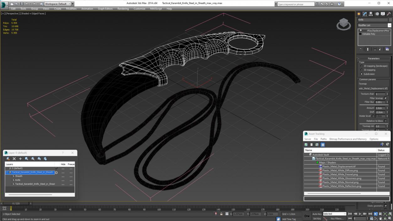 Tactical Karambit Knife Steel in Sheath 3D model