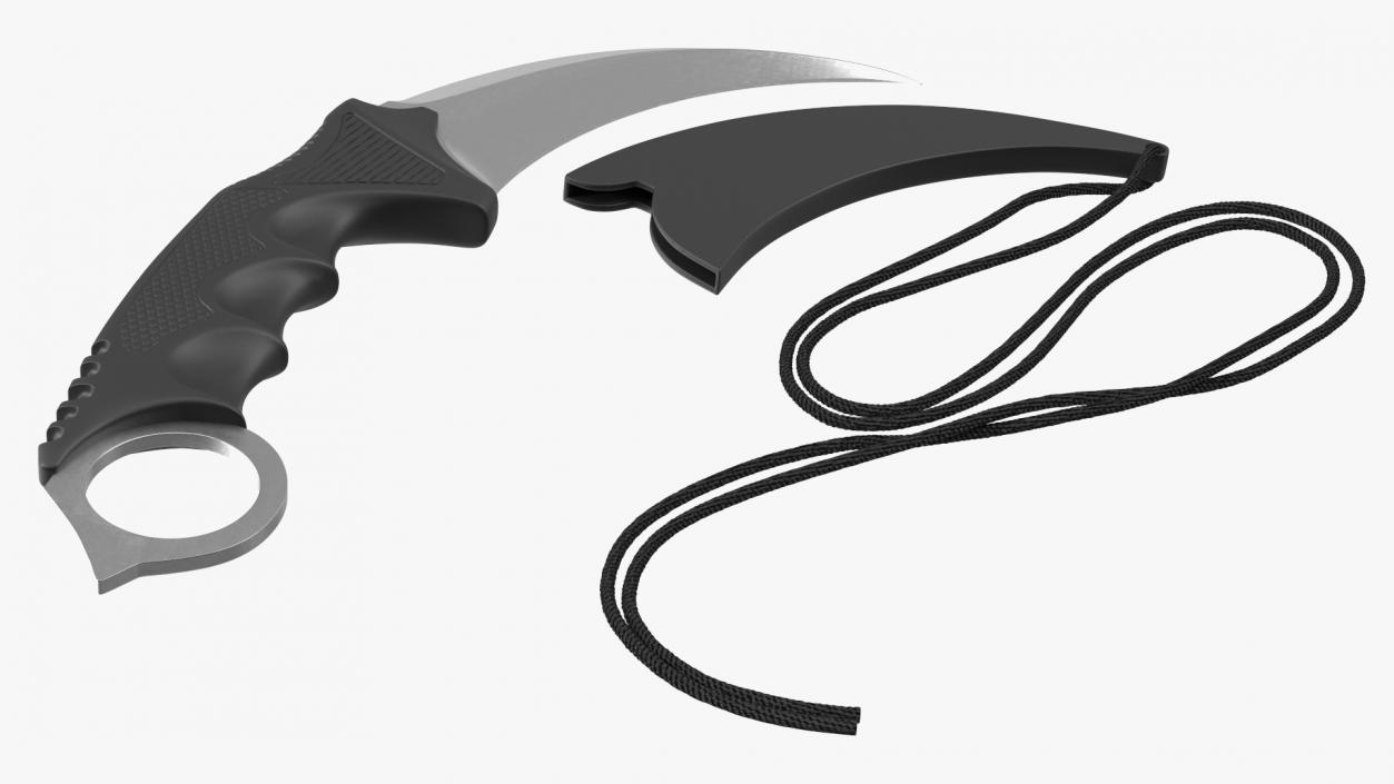 Tactical Karambit Knife Steel in Sheath 3D model