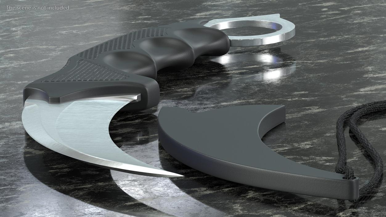 Tactical Karambit Knife Steel in Sheath 3D model