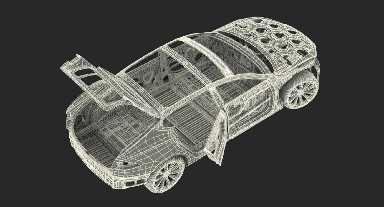 3D Tesla Model S Frame and Chassis Rigged model