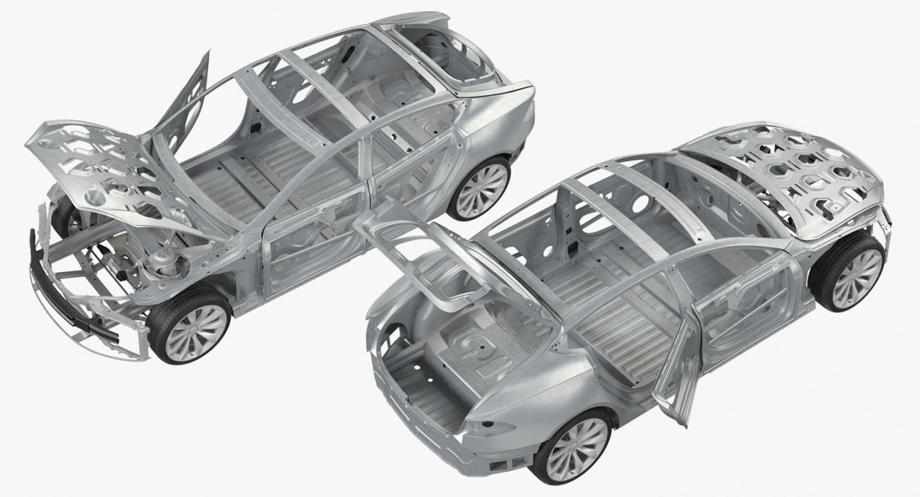 3D Tesla Model S Frame and Chassis Rigged model