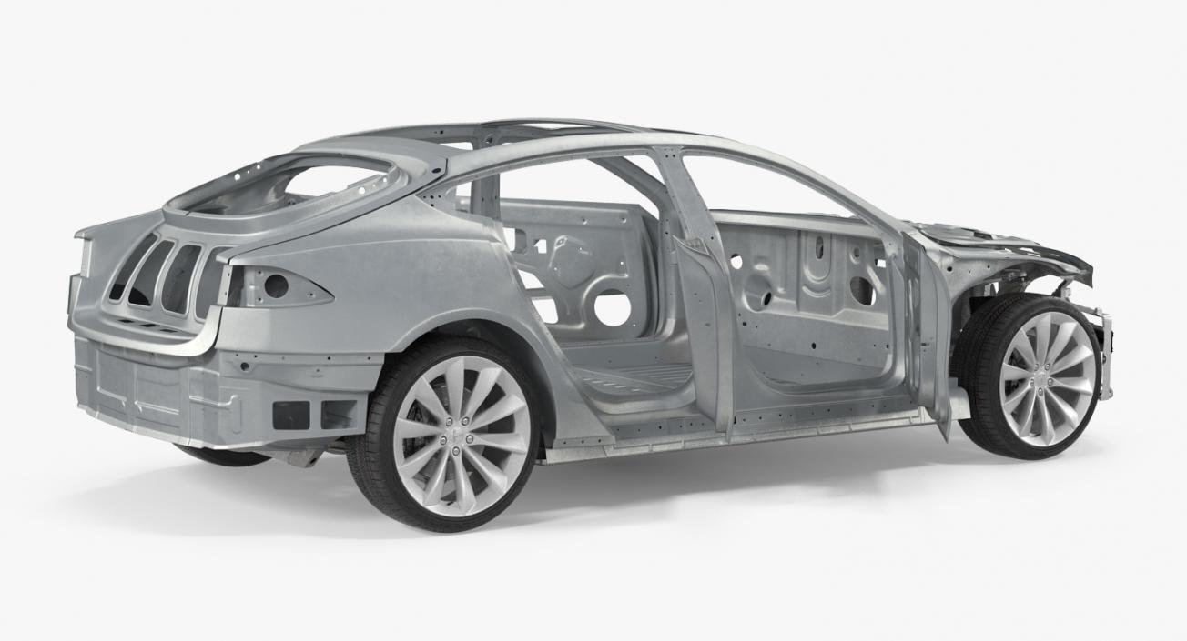 3D Tesla Model S Frame and Chassis Rigged model