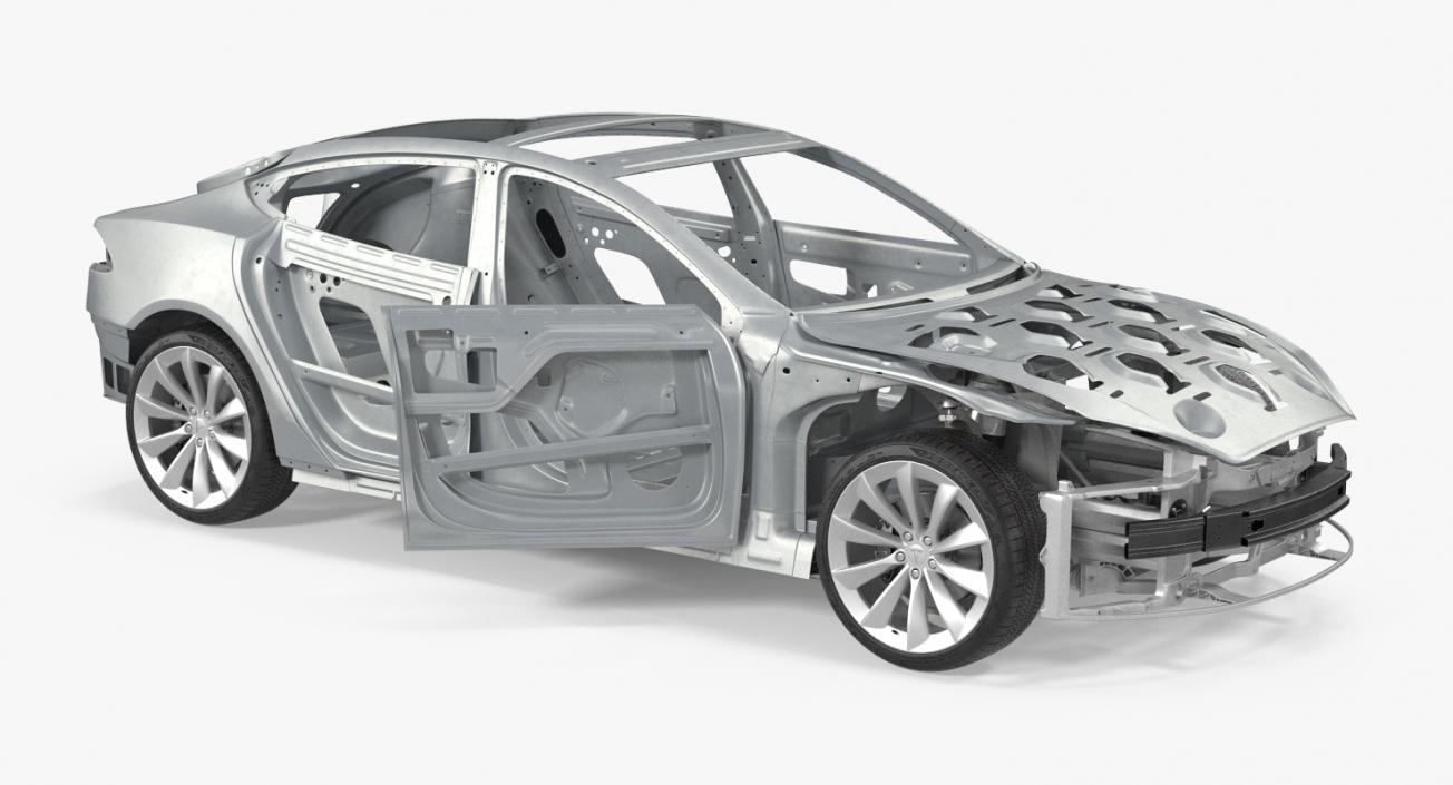 3D Tesla Model S Frame and Chassis Rigged model