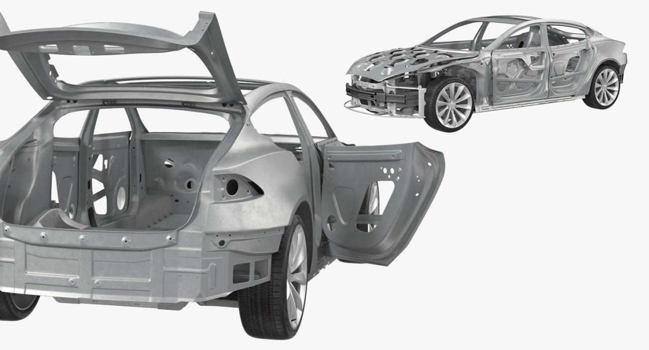 3D Tesla Model S Frame and Chassis Rigged model