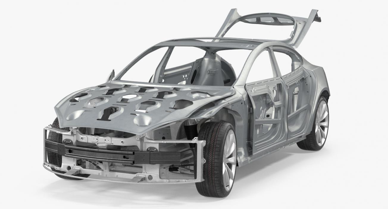 3D Tesla Model S Frame and Chassis Rigged model