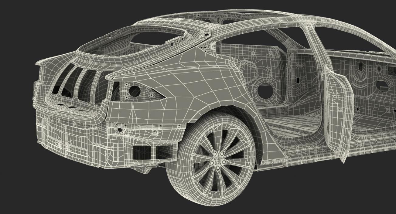 3D Tesla Model S Frame and Chassis Rigged model