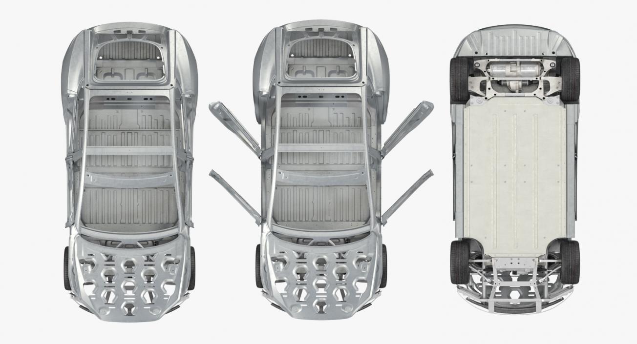 3D Tesla Model S Frame and Chassis Rigged model