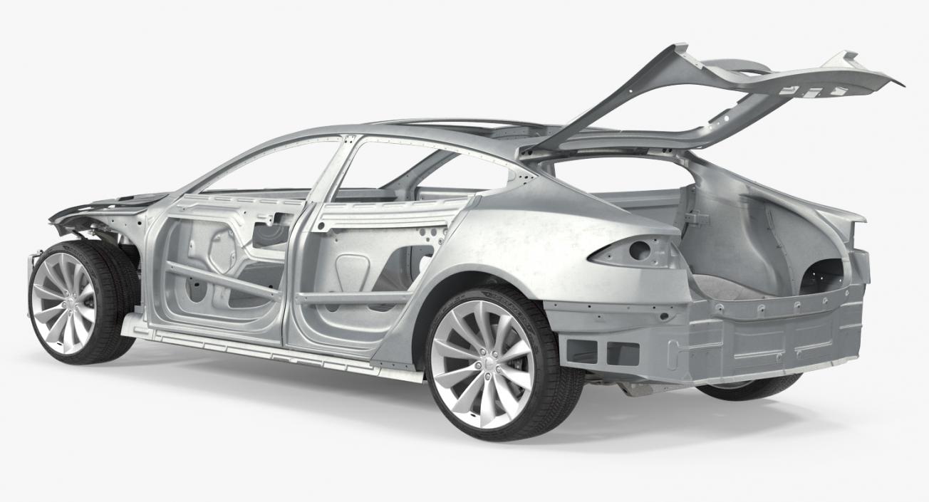 3D Tesla Model S Frame and Chassis Rigged model