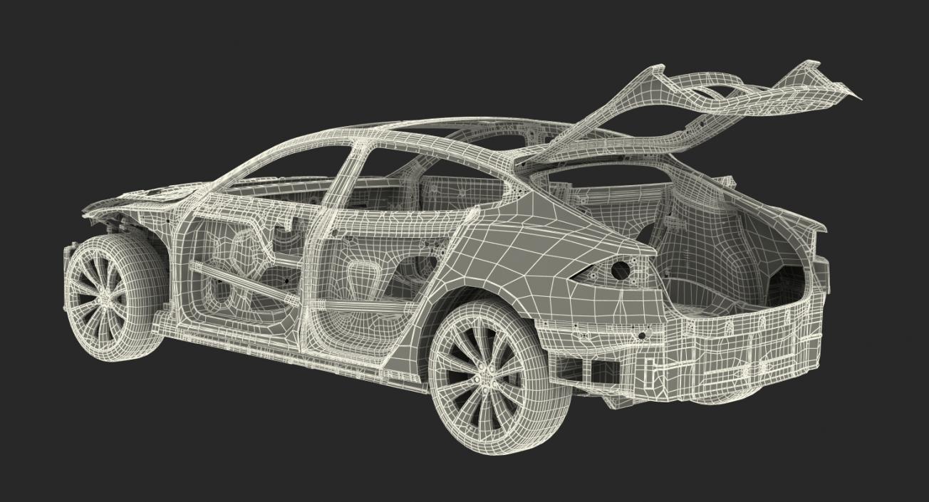 3D Tesla Model S Frame and Chassis Rigged model