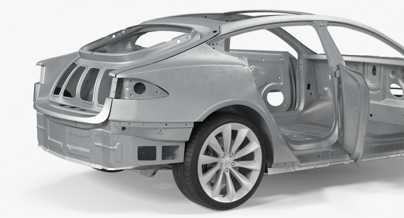 3D Tesla Model S Frame and Chassis Rigged model