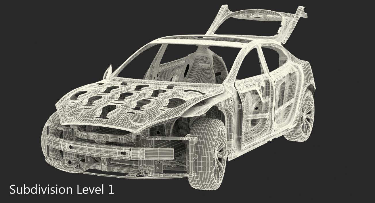 3D Tesla Model S Frame and Chassis Rigged model