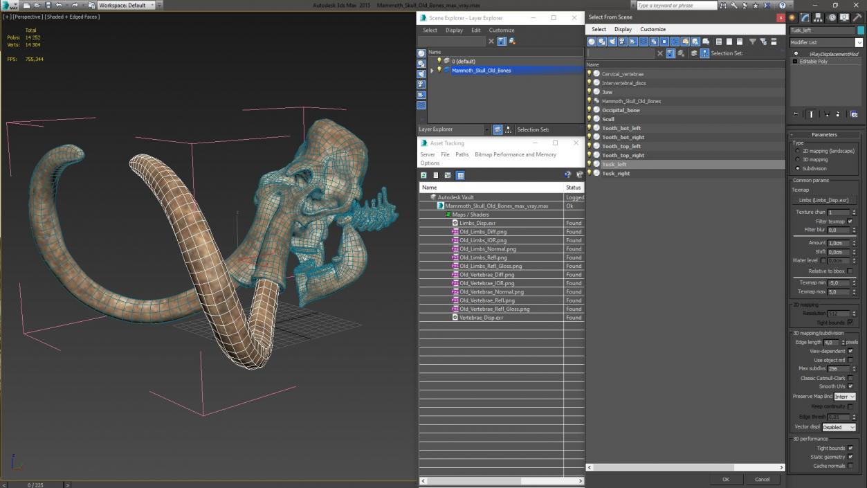 3D Mammoth Skull Old Bones model