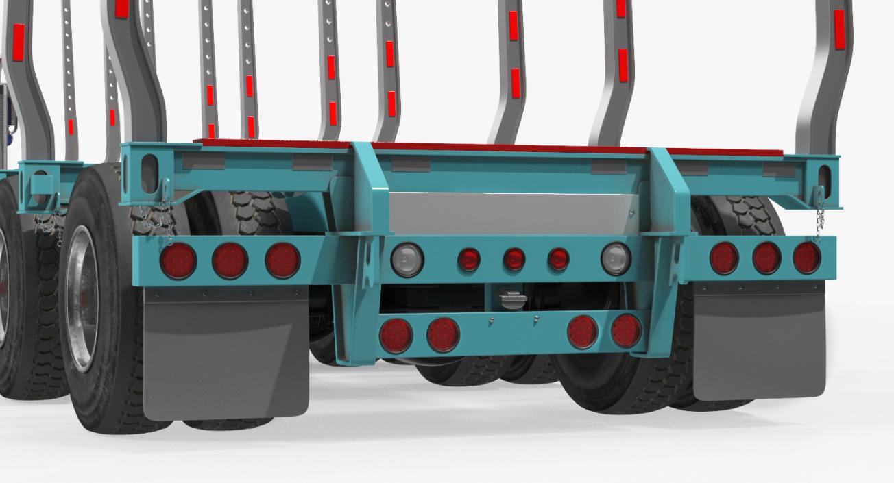 Truck with Empty Logging Trailer 3D