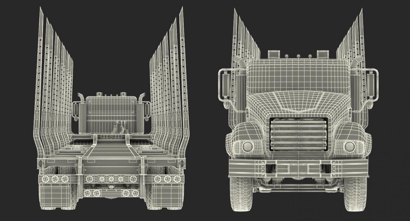 Truck with Empty Logging Trailer 3D