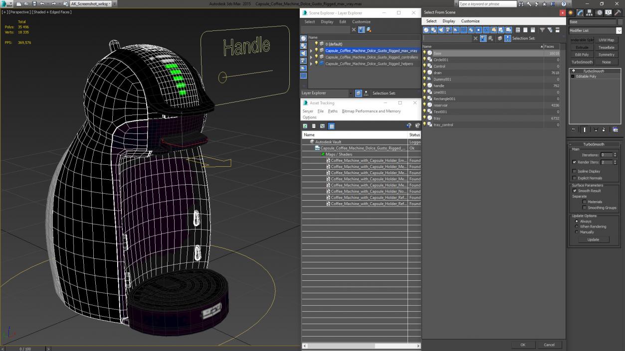 3D Capsule Coffee Machine Dolce Gusto Rigged