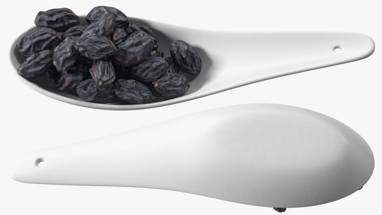 Black Raisins in a Spoon 3D model