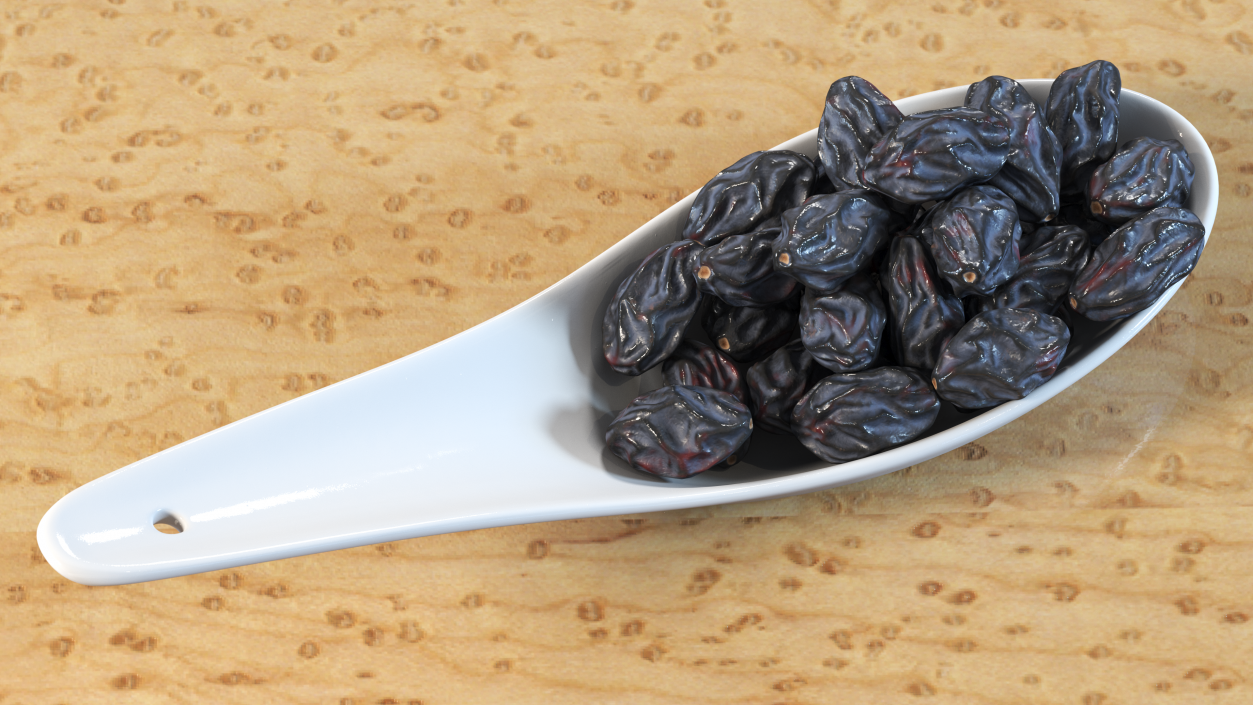 Black Raisins in a Spoon 3D model