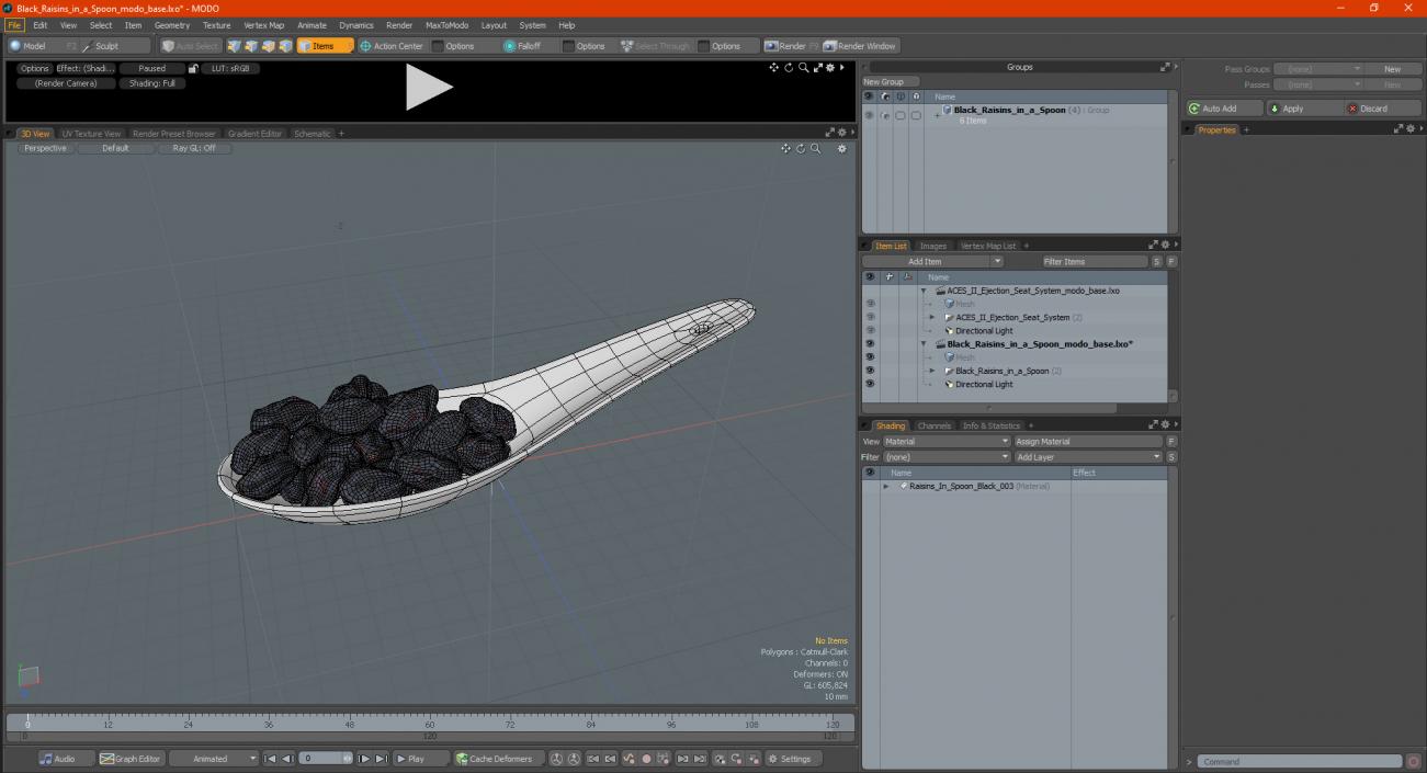 Black Raisins in a Spoon 3D model