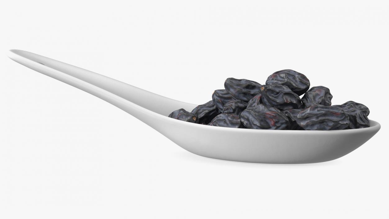 Black Raisins in a Spoon 3D model