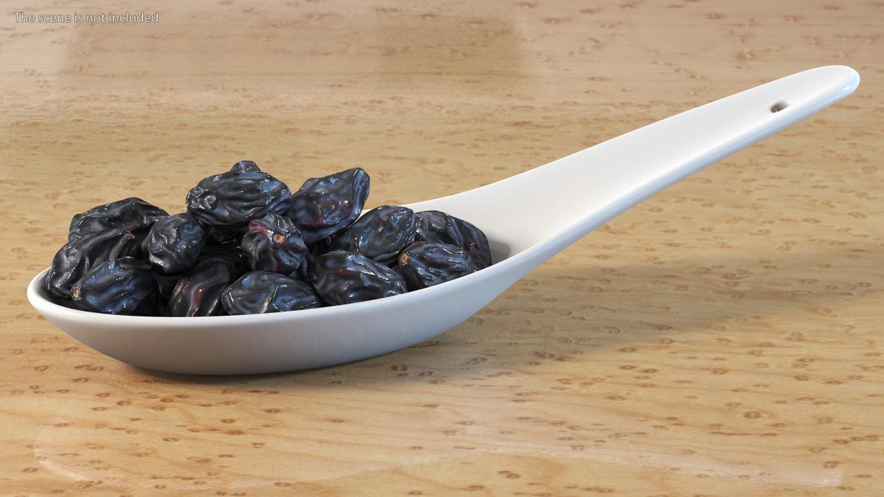 Black Raisins in a Spoon 3D model