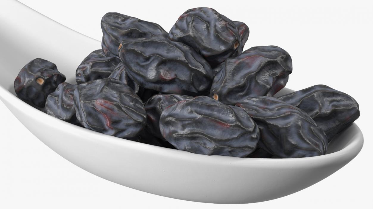 Black Raisins in a Spoon 3D model