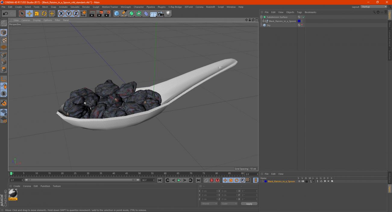 Black Raisins in a Spoon 3D model