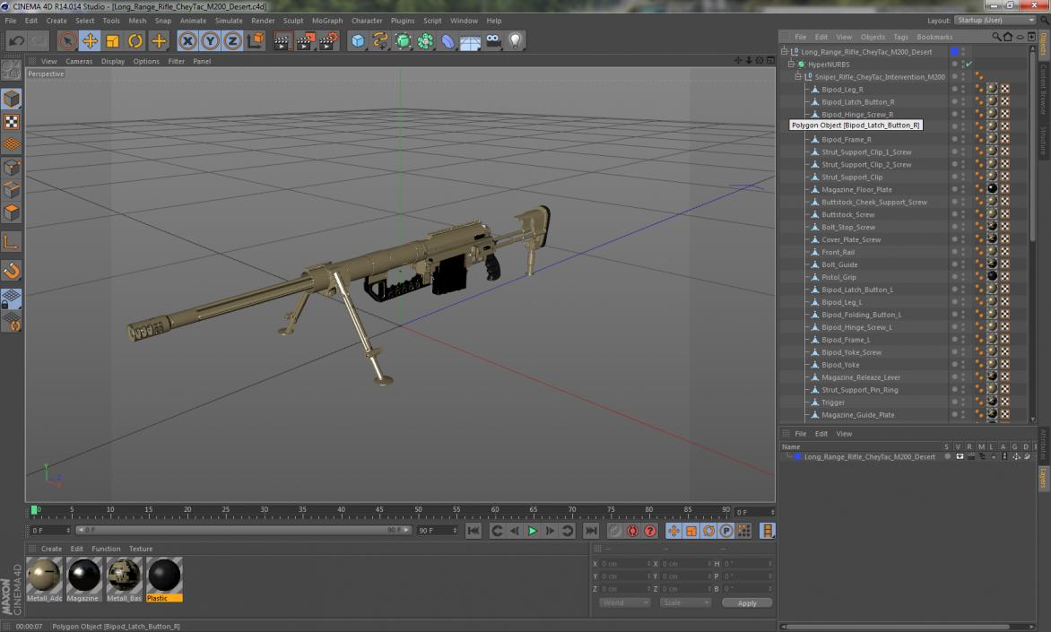 3D Long Range Rifle CheyTac M200 Desert