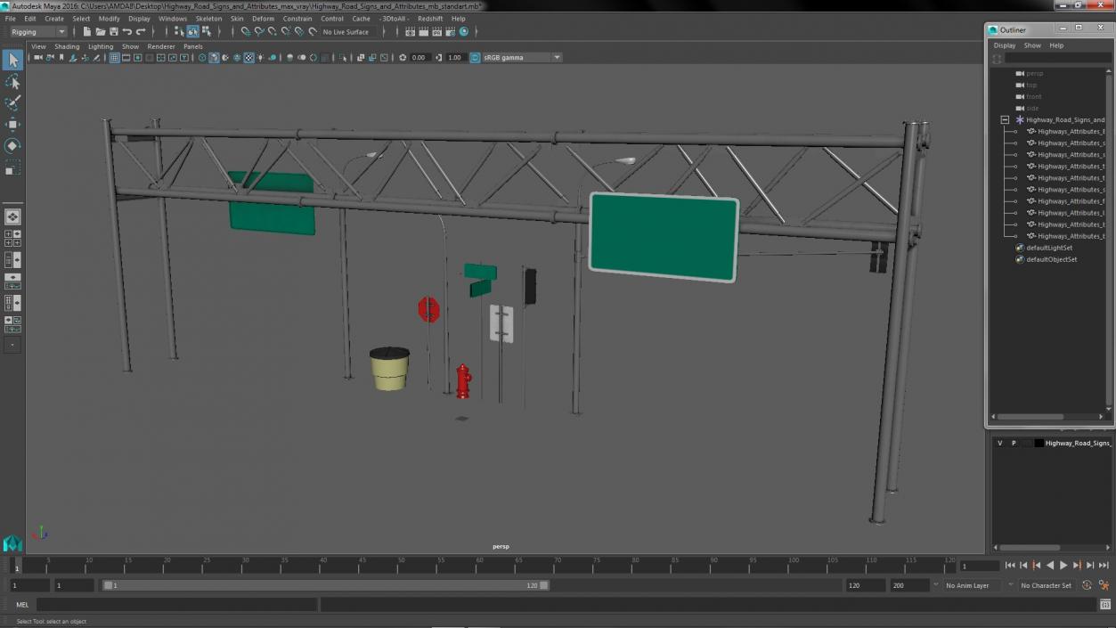 3D Highway Road Signs and Attributes model