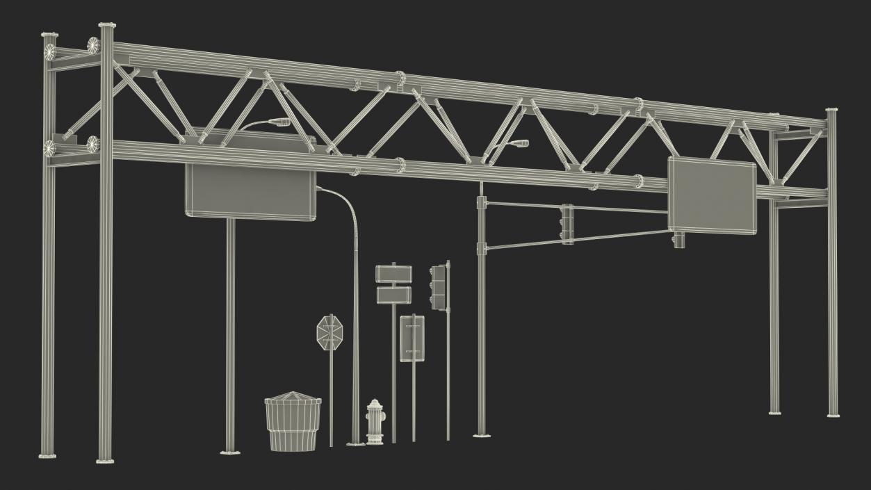 3D Highway Road Signs and Attributes model