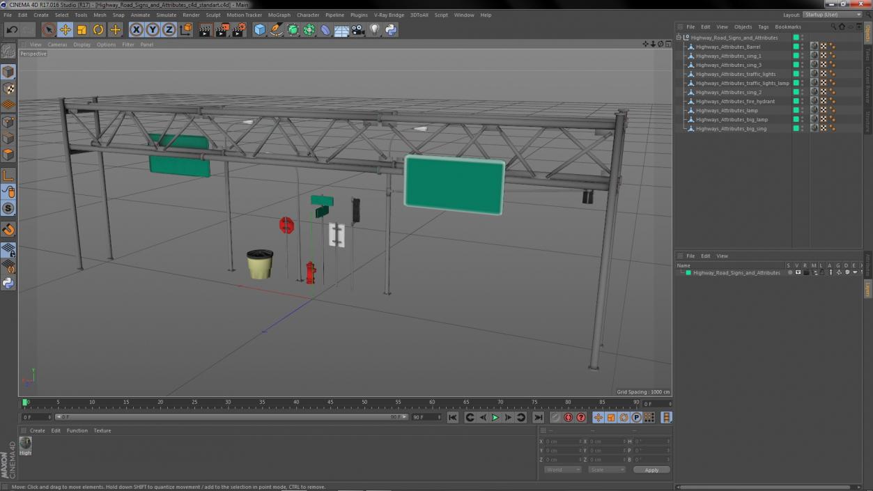 3D Highway Road Signs and Attributes model