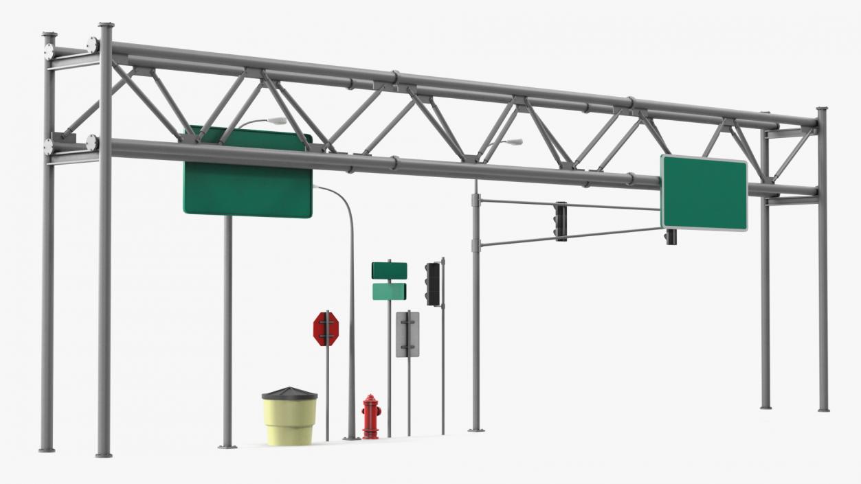 3D Highway Road Signs and Attributes model