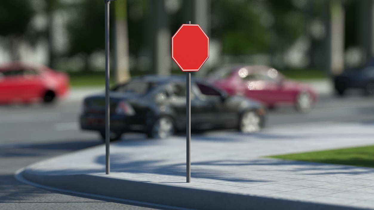 3D Highway Road Signs and Attributes model