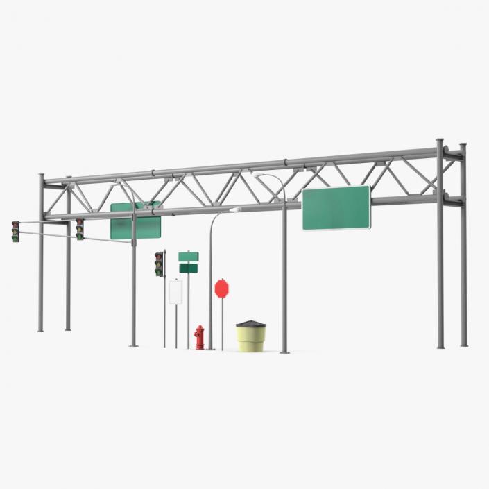 3D Highway Road Signs and Attributes model