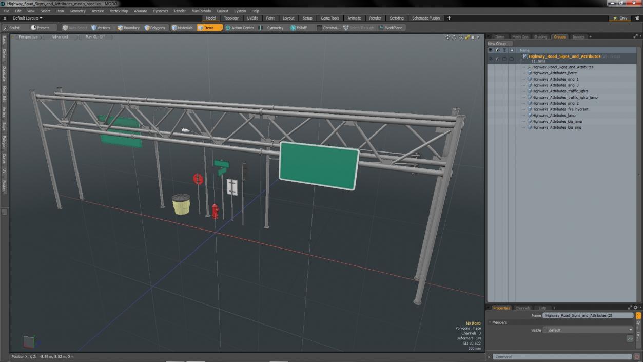 3D Highway Road Signs and Attributes model