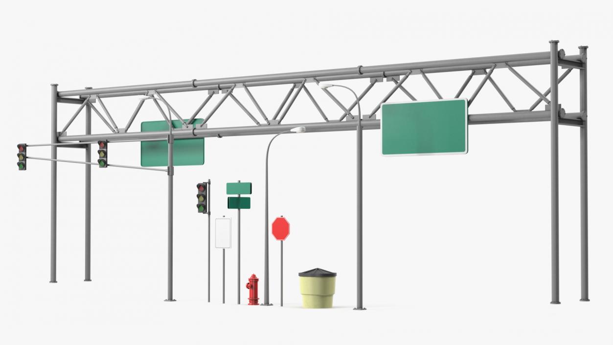 3D Highway Road Signs and Attributes model