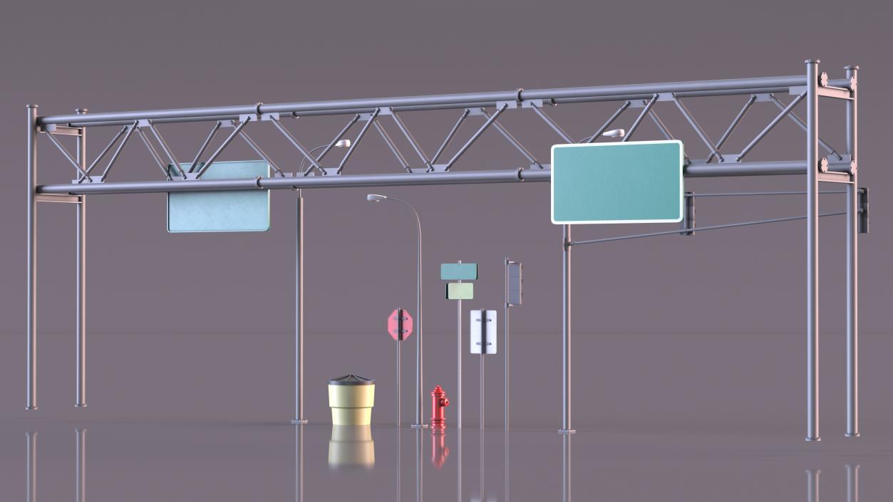 3D Highway Road Signs and Attributes model