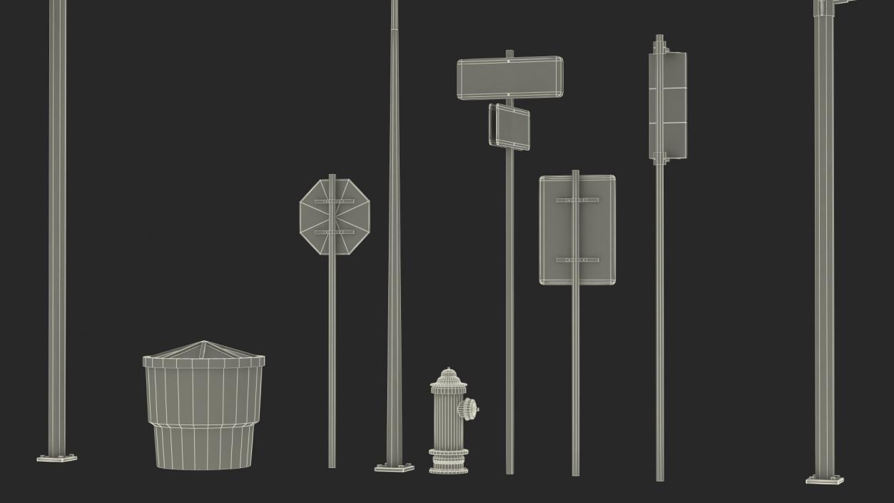 3D Highway Road Signs and Attributes model