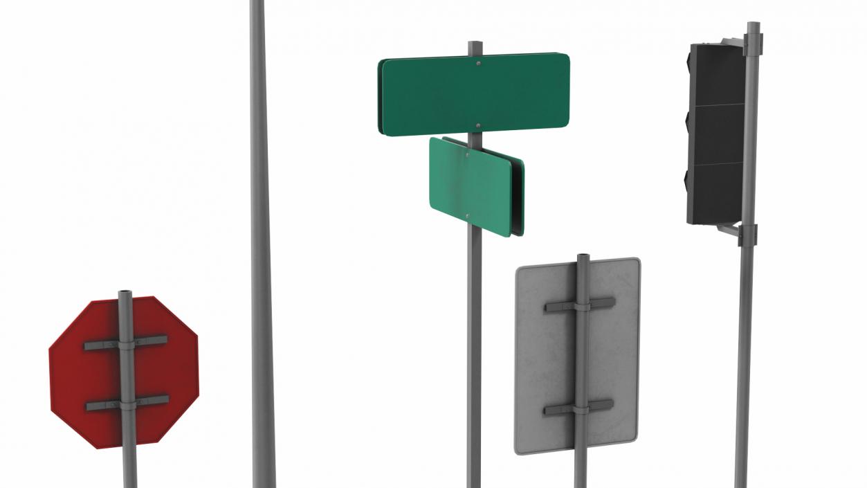 3D Highway Road Signs and Attributes model