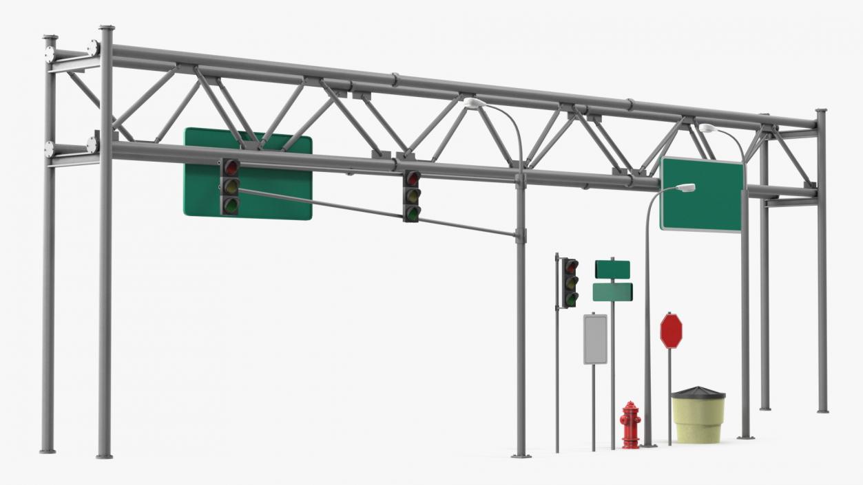 3D Highway Road Signs and Attributes model