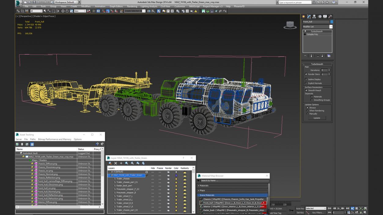 3D MAZ 74106 with Trailer Camouflage model