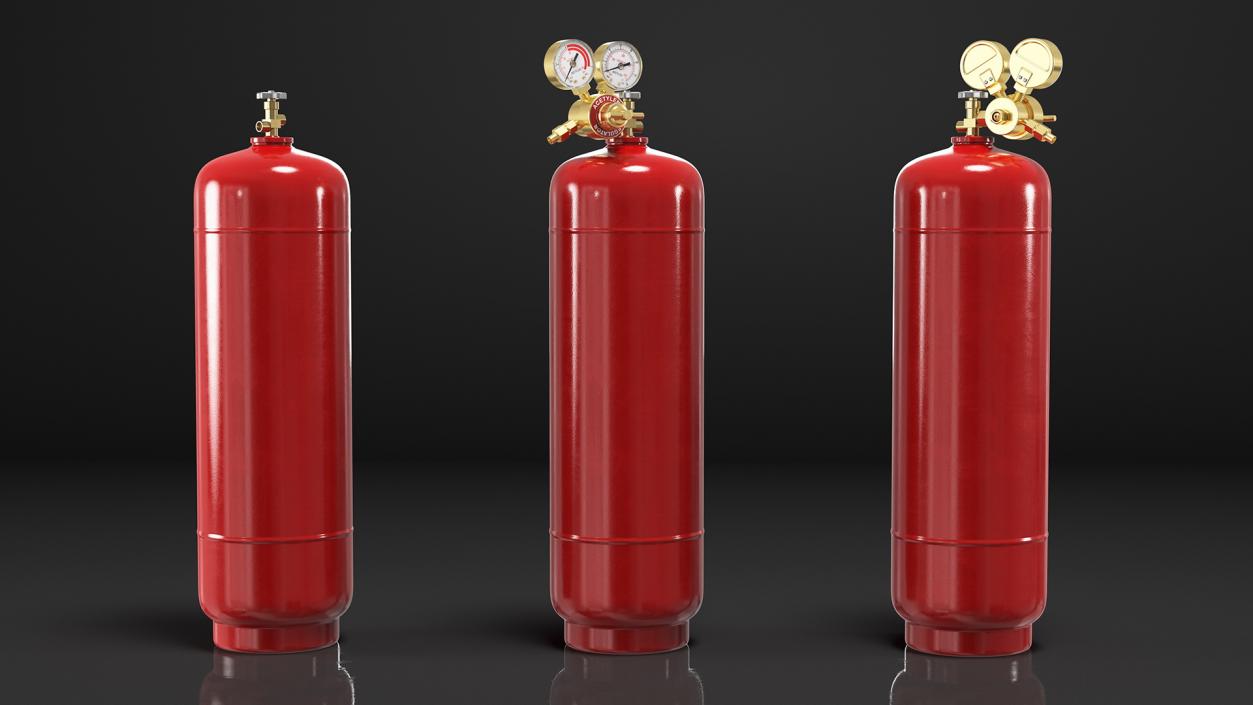 Acetylene Gas Cylinder with Regulator 3D