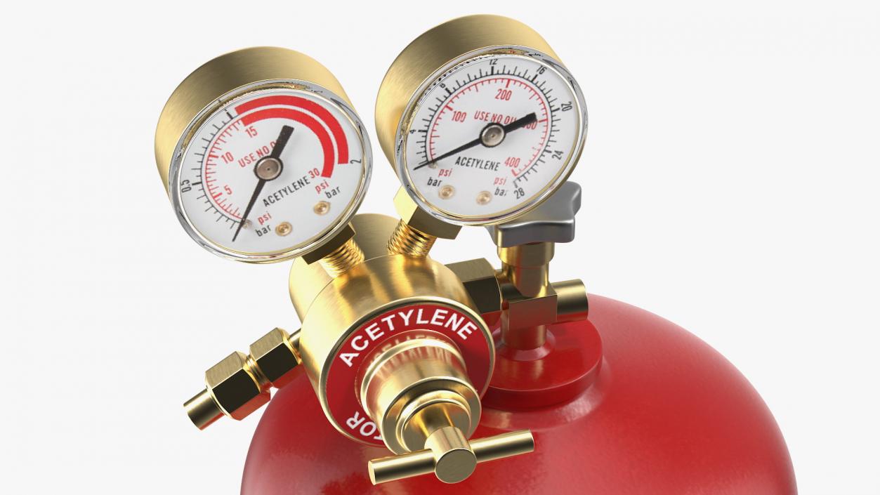 Acetylene Gas Cylinder with Regulator 3D