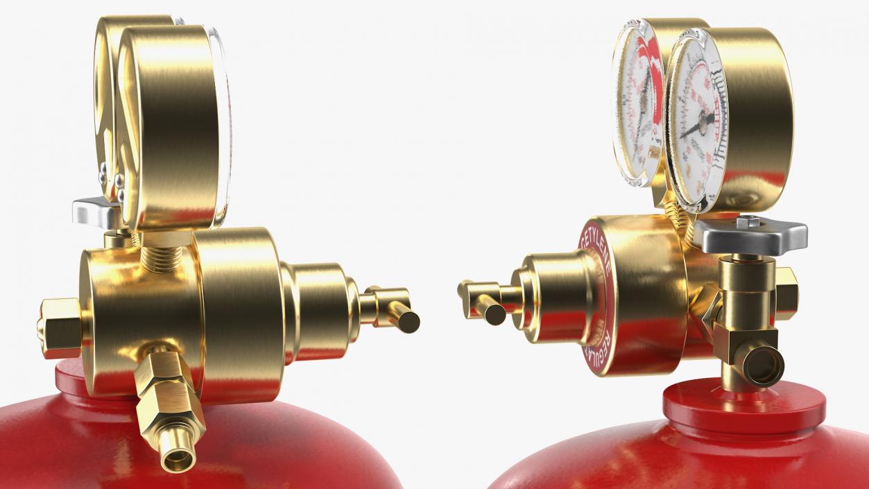 Acetylene Gas Cylinder with Regulator 3D