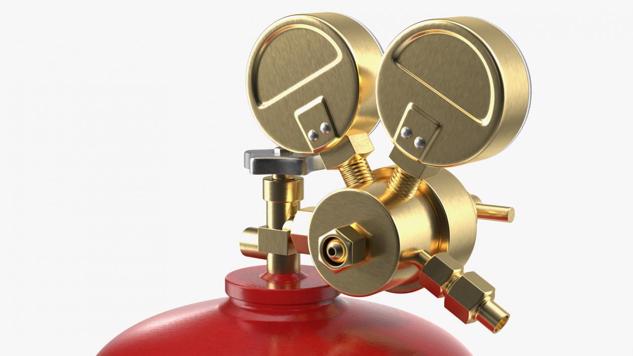 Acetylene Gas Cylinder with Regulator 3D