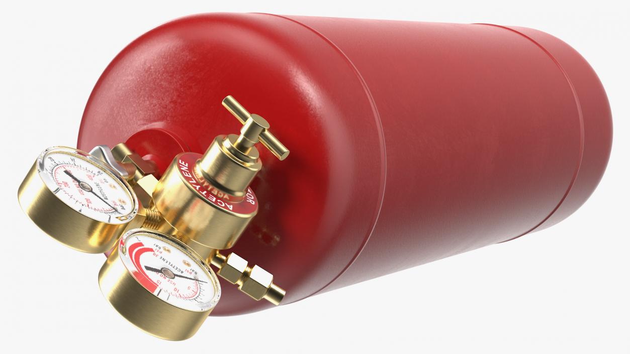 Acetylene Gas Cylinder with Regulator 3D