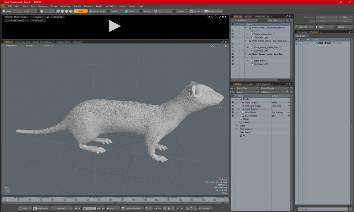 3D Stoat Brown 2 model